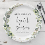 Bridal Shower Eucalyptus Greenery Succulent  Paper Plate<br><div class="desc">Eucalyptus Greenery Succulent Botanical Watercolor Spring Wedding Party Plates on white background - includes beautiful and elegant script typography with modern botanical leaves and greenery for the special Wedding day celebration.</div>