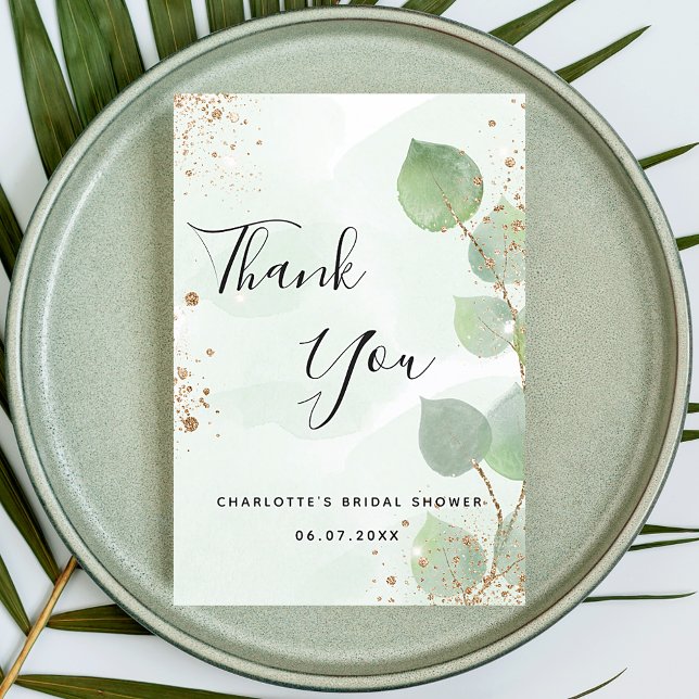 Bridal Shower eucalyptus greenery thank you card (Creator Uploaded)