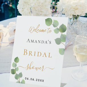 Bridal Shower eucalyptus greenery welcome Pedestal Sign