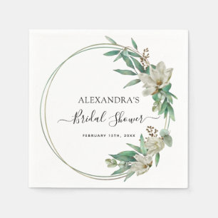 Bridal Shower Eucalyptus Magnolia Greenery Napkin