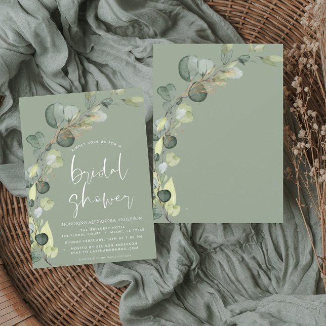 Bridal Shower Eucalyptus Sage Green Invitation Flyer (Creator Uploaded)