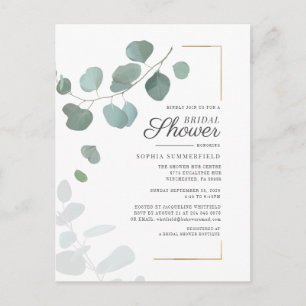 Bridal Shower Eucalyptus Script Greenery Floral Invitation Postcard
