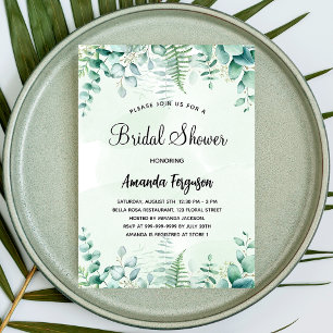 Bridal shower eucalyptus woodland invitation postcard