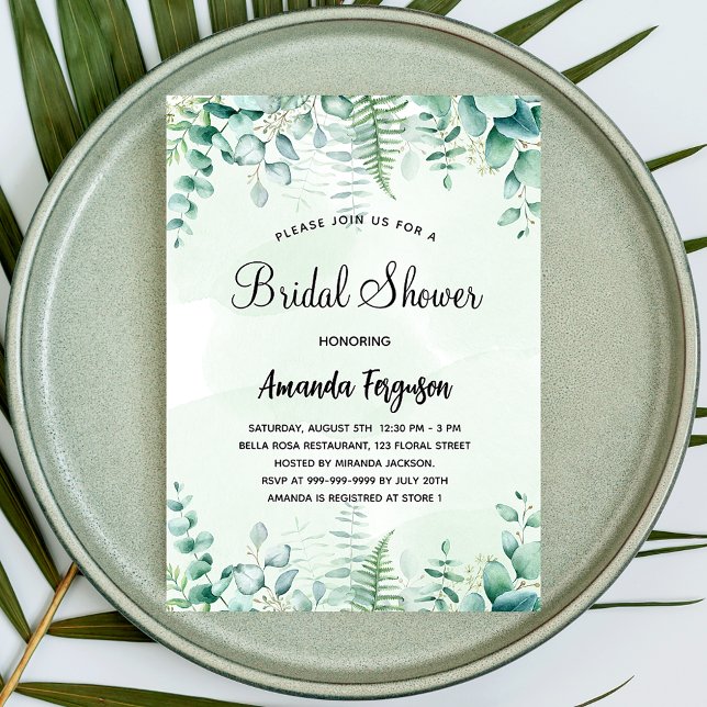 Bridal shower eucalyptus woodland invitation postcard (Creator Uploaded)