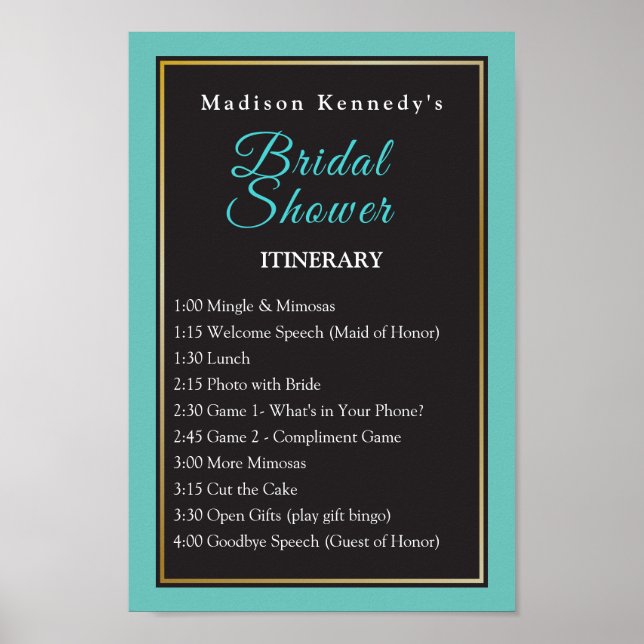 Bridal Shower Events Teal Fab Fun Poster (Front)