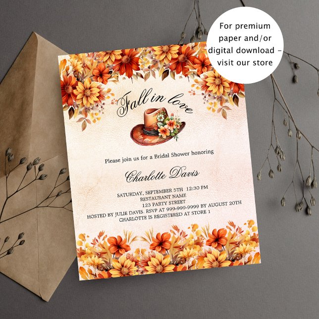 Bridal Shower fall cowgirl budget invitation Flyer (Creator Uploaded)