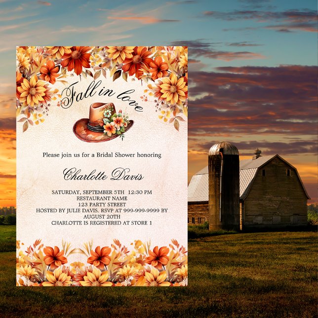 Bridal Shower fall in love cowgirl flowers luxury Invitation (Creator Uploaded)
