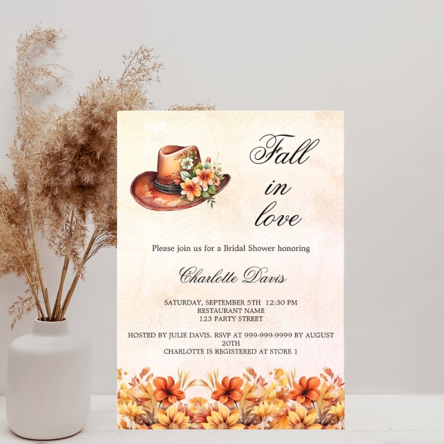 Bridal Shower fall in love florals orange cowgirl Invitation (Creator Uploaded)