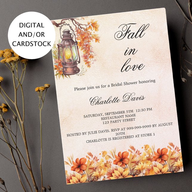 Bridal Shower fall in love florals orange Invitation (Creator Uploaded)