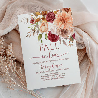 Bridal Shower Fall Marsala Flowers  Invitation