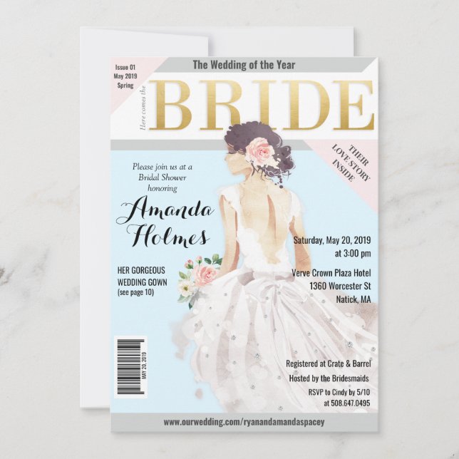 Bridal Shower Fashion Magazine Invitation (Front)