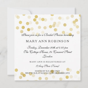 Bridal Shower Faux Gold Foil Glitter Lights Invitation