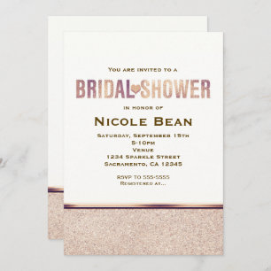 Bridal Shower Faux Rose Gold Champagne Invitation