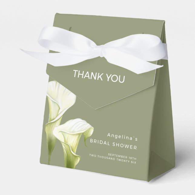 Bridal Shower Favour Boxes "Delicate calla lilies" (Front Side)