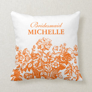 Bridal Shower Favour Floral Basket Orange Cushion
