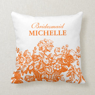 Bridal Shower Favour Floral Basket Orange Cushion