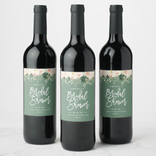 Bridal shower favour floral foliage gift wine label