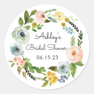 Bridal Shower Favour Floral Wreath Spring Flower Classic Round Sticker