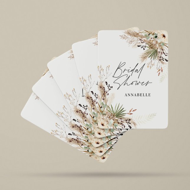 Bridal shower favour pampas eucalyptus elegant playing cards (Creator Uploaded)