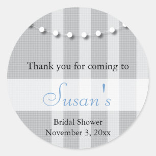 Bridal Shower Favour Sticker - Grey and Blue