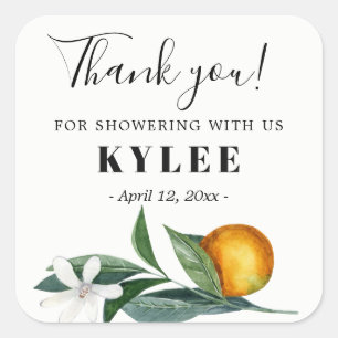 Bridal Shower favour sticker tangerine oranges