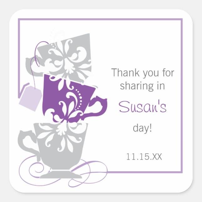 Bridal Shower Favour Sticker - Tea (Front)