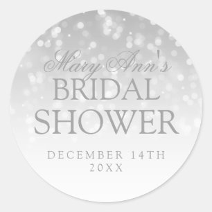 Bridal Shower Favour Tag Silver Sparkle Lights