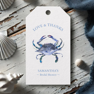 Bridal Shower Favour Tags Watercolor Crab