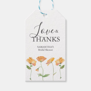 Bridal Shower Favour Tags Watercolor Orange Flower