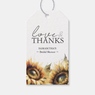 Bridal Shower Favour Tags Watercolor Sunflowers