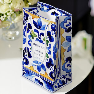Bridal shower favour Vietri Italian blue tiles Small Gift Bag