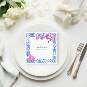 Bridal shower favours Blue Tiles Bougainvillea  Napkin