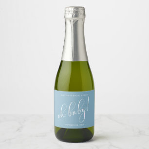 Bridal Shower Favours Minimalistic Baby Blue  Sparkling Wine Label