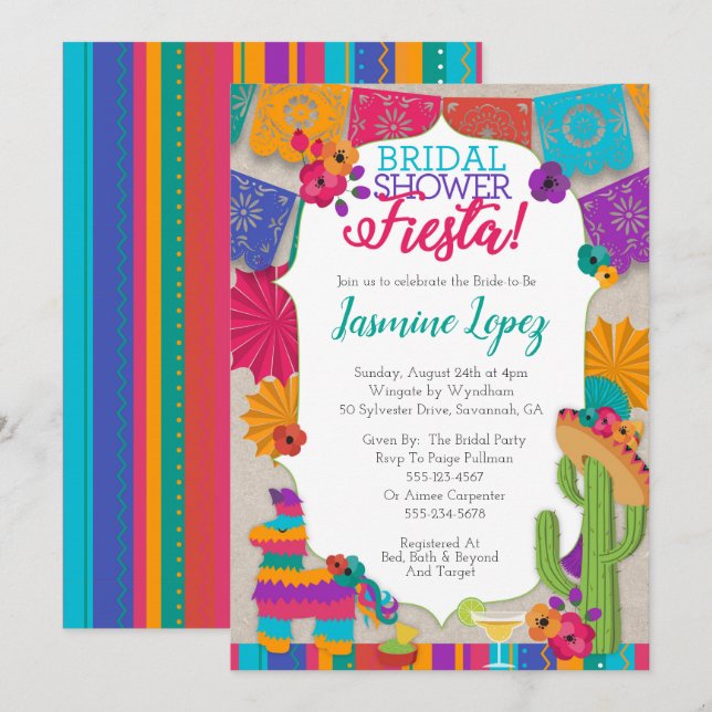 Bridal Shower Fiesta Invitation (Front/Back)