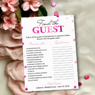 Bridal Shower Find the Guest   Magenta Confetti Invitation