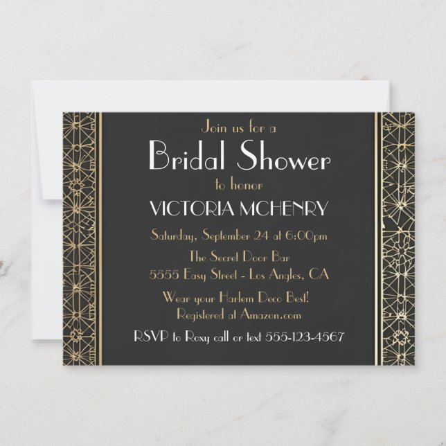 Bridal Shower Flapper Great Gatsby Harlem Nights Invitation (Front)