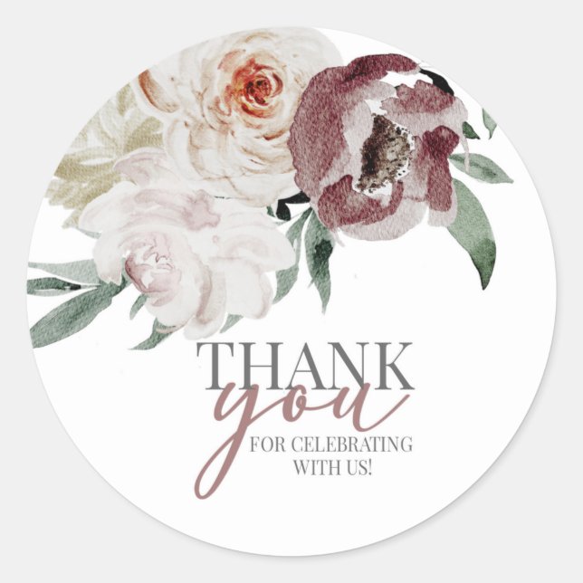 bridal shower, floral bridal, bride to be classic round sticker (Front)