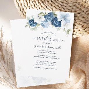 Bridal Shower Floral Dusty Blue Invitation