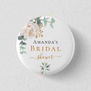 Bridal Shower floral eucalyptus greenery elegant 3 Cm Round Badge