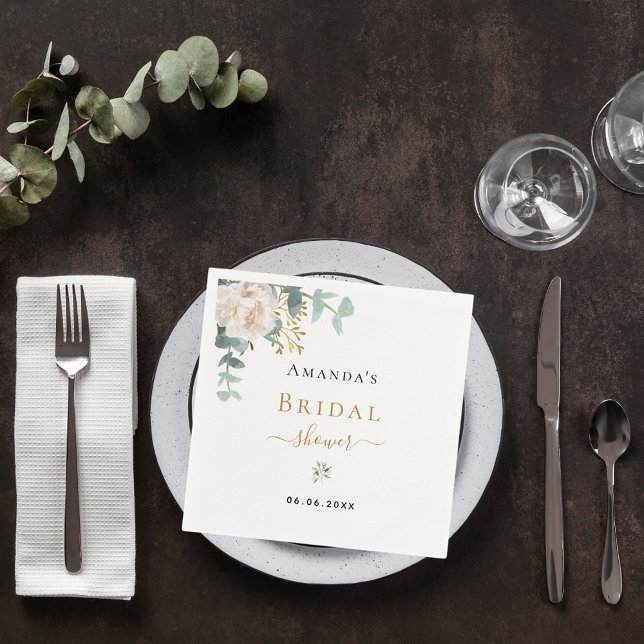 Bridal Shower floral eucalyptus greenery elegant Napkin (Creator Uploaded)