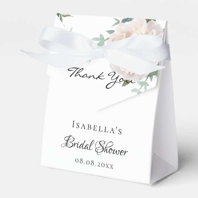 Bridal shower floral eucalyptus thank you favour box (Front Side)