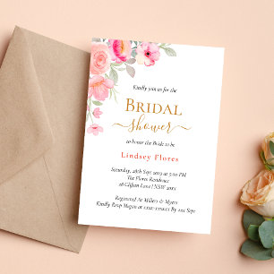 Bridal Shower Floral Gold Greenery Watercolor Invitation