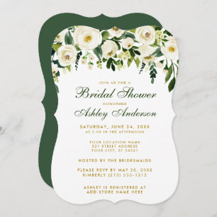 Bridal Shower Floral Green Gold Invite B