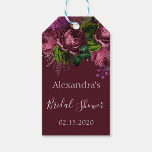 Bridal Shower Floral Marsala Burgundy Gift Tags