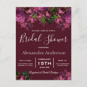 Bridal Shower Floral Marsala Burgundy Invitation