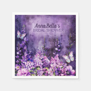 Bridal Shower Floral Napkins – Purple Reverie Gard
