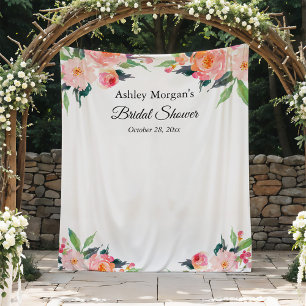 Bridal Shower Floral Photo Booth Backdrop Tapestry