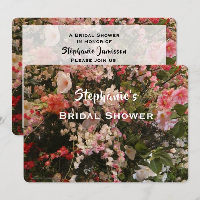 Bridal Shower Floral Pink and White Flowers Name Invitation (Front/Back)