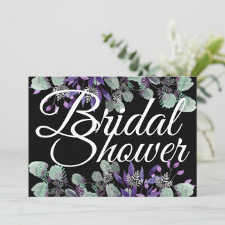 Bridal Shower Floral Purple Flower White Letter Invitation