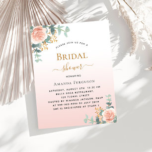 Bridal Shower floral rose gold budget invitation
